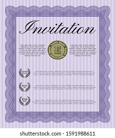Violet Invitation template. Easy to print. Artistry design. Vector illustration. 