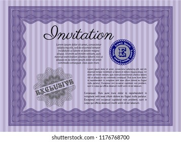 Violet Invitation template. Elegant design. Detailed. With quality background. 