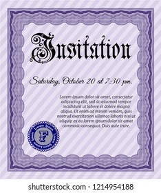 Violet Invitation template. Excellent design. Easy to print. Customizable, Easy to edit and change colors. 