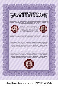 Violet Invitation template. Excellent design. Complex background. Vector illustration. 