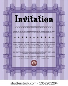 Violet Invitation template. Excellent design. Vector illustration. With complex background. 
