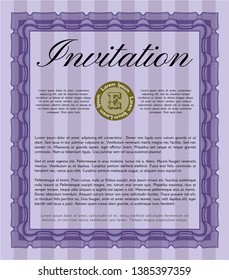 Violet Invitation template. Excellent design. Customizable, Easy to edit and change colors. With complex background. 