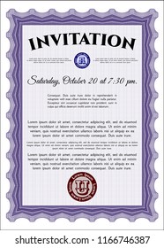 Violet Invitation template. With guilloche pattern and background. Perfect design. Customizable, Easy to edit and change colors. 