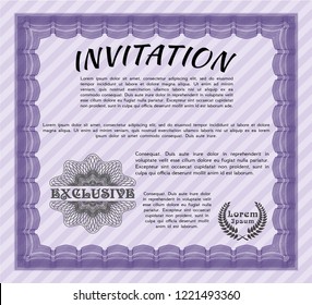 Violet Invitation template. With guilloche pattern. Customizable, Easy to edit and change colors. Excellent design. 