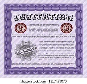 Violet Invitation template. Lovely design. Vector illustration. With quality background. 