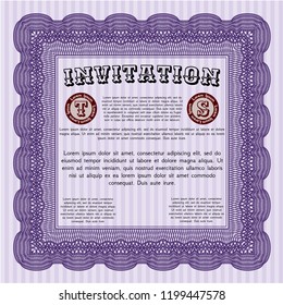 Violet Invitation template. Modern design. Customizable, Easy to edit and change colors. With complex background. 