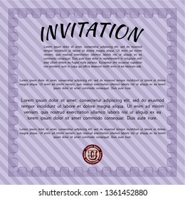 Violet Invitation template. Modern design. With complex background. Detailed. 