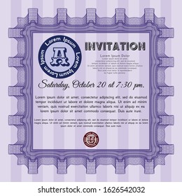 Violet Invitation template. Modern design. Vector illustration. With quality background. 