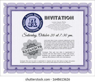 Violet Invitation template. Modern design. Detailed. With quality background. 