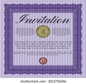 Violet Invitation template. Modern design. With complex background.  