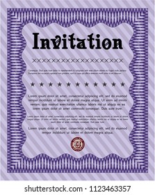 Violet Invitation template. Money Pattern. Complex background. Customizable, Easy to edit and change colors. 