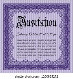 Violet Invitation template. Money Pattern. Customizable, Easy to edit and change colors. Easy to print. 