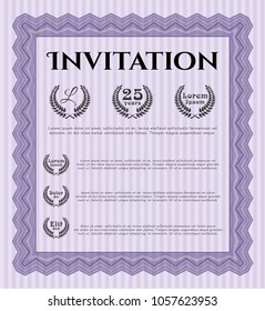 Violet Invitation template. MViolet Invitation. With linear background. Perfect design. Customizable, Easy to edit and change colors. oney Pattern. Detailed. Complex background. 