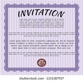 Violet Invitation template. Nice design. With complex linear background. Vector illustration. 