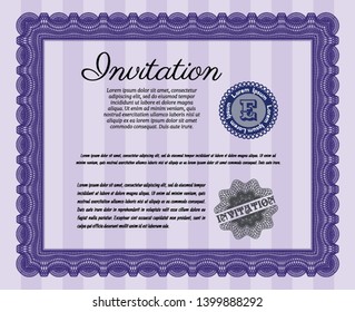 Violet Invitation template. Nice design. Vector illustration. Complex background. 