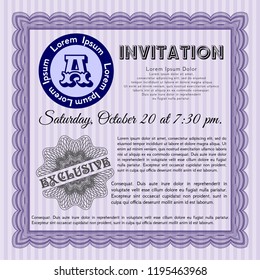 Violet Invitation template. Perfect design. Vector illustration. With quality background. 