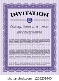 Violet Invitation template. Perfect design. Detailed. Complex background. 