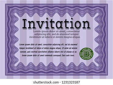 Violet Invitation template. Perfect design. With quality background. Detailed. 