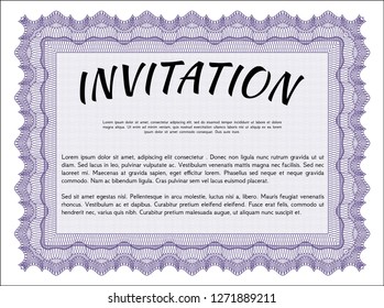 Violet Invitation template. Perfect design. Complex background. Detailed. 