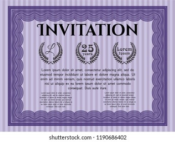 Violet Invitation template. With quality background. Customizable, Easy to edit and change colors. Retro design. 
