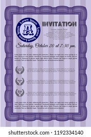 Violet Invitation template. With quality background. Customizable, Easy to edit and change colors. Sophisticated design. 