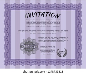 Violet Invitation template. With quality background. Money design. Customizable, Easy to edit and change colors. 