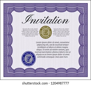 Violet Invitation template. With quality background. Detailed. Beauty design. 