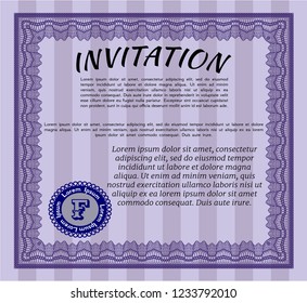 Violet Invitation template. With quality background. Money design. Customizable, Easy to edit and change colors. 