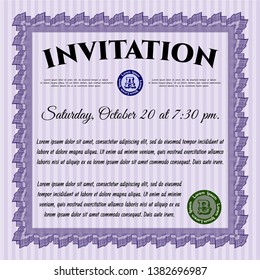 Violet Invitation template. With quality background. Money Pattern design. Customizable, Easy to edit and change colors. 