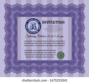 Violet Invitation template. With quality background. Modern design. Vector illustration. 
