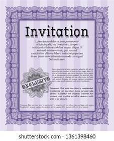 Violet Invitation template. Retro design. With linear background. Customizable, Easy to edit and change colors. 