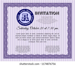 Violet Invitation template. Vector illustration. With complex background. Nice design. 