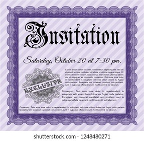 Violet Invitation template. Vector illustration. With background. Sophisticated design. 