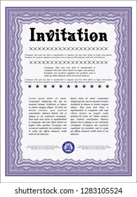 Violet Invitation template. Vector illustration. With complex linear background. Elegant design. 