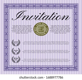 Violet Invitation template. Vector illustration. Complex background. Perfect design. 