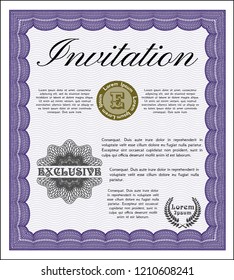Violet Invitation. Vector illustration. With background. Superior design. 