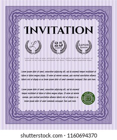 Violet Invitation. Vector illustration. Complex background. Sophisticated design. 