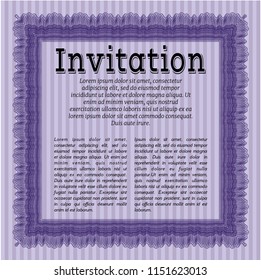 Violet Invitation. Vector illustration. With linear background. Money design. 