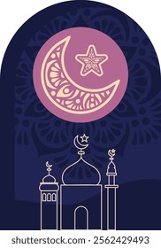Violet Islamic Decroration For Ramdhan Isolated Vector, EPS 10 Format
