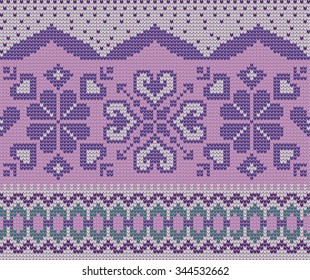 violet jacquard fair isle pattern with flowers