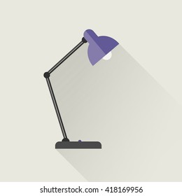 Violet lamp flat vector icon with shadow
