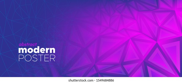 Violet Landing Page. Graphic Polygonal Banner. Magenta Creative Geometry. Commercial Minimal Design. Landing Page. 3d Abstract Polygon Background. Blue Geometric Shapes. 3d Modern Landing Page.