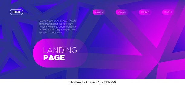 Violet Landing Page. Vector Polygonal Banner. Gradient Creative Geometry. Futuristic Minimal Design. Landing Page. Abstract Polygonal Pattern. Pink Geometry Texture. 3d Modern Landing Page.