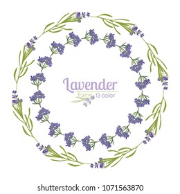 Violet Lavender beautiful floral frames template in watercolor style isolated on white background for decorative design, wedding card, invitation, travel flayer, Vector botanical illustration.