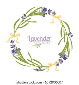 Violet Lavender beautiful floral frames template in watercolor style isolated on white background for decorative design, wedding card, invitation, travel flayer, Vector botanical illustration.