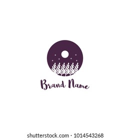 Violet lavender night silhouette in round frame logo