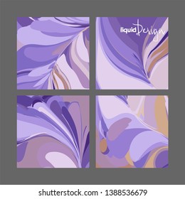 violet lavender vector set liquid background four cards 