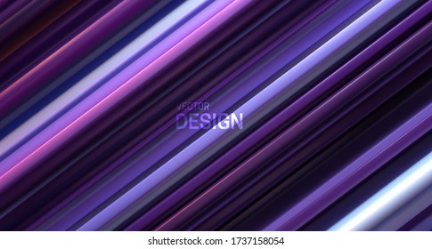 Violet layered surface. Abstract geometric background. Vector illustration. Striped pattern. Randomly sliced texture. Futuristic elegant decoration. Luxury banner or cover design