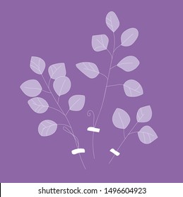 Violet leaves glued to violet background