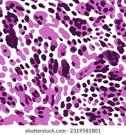 Violet Leopard Print Seamless Pattern. Wild texture for Design, Website, Banner. Purple Jaguar Print Template. Leopards Dots background. Vector